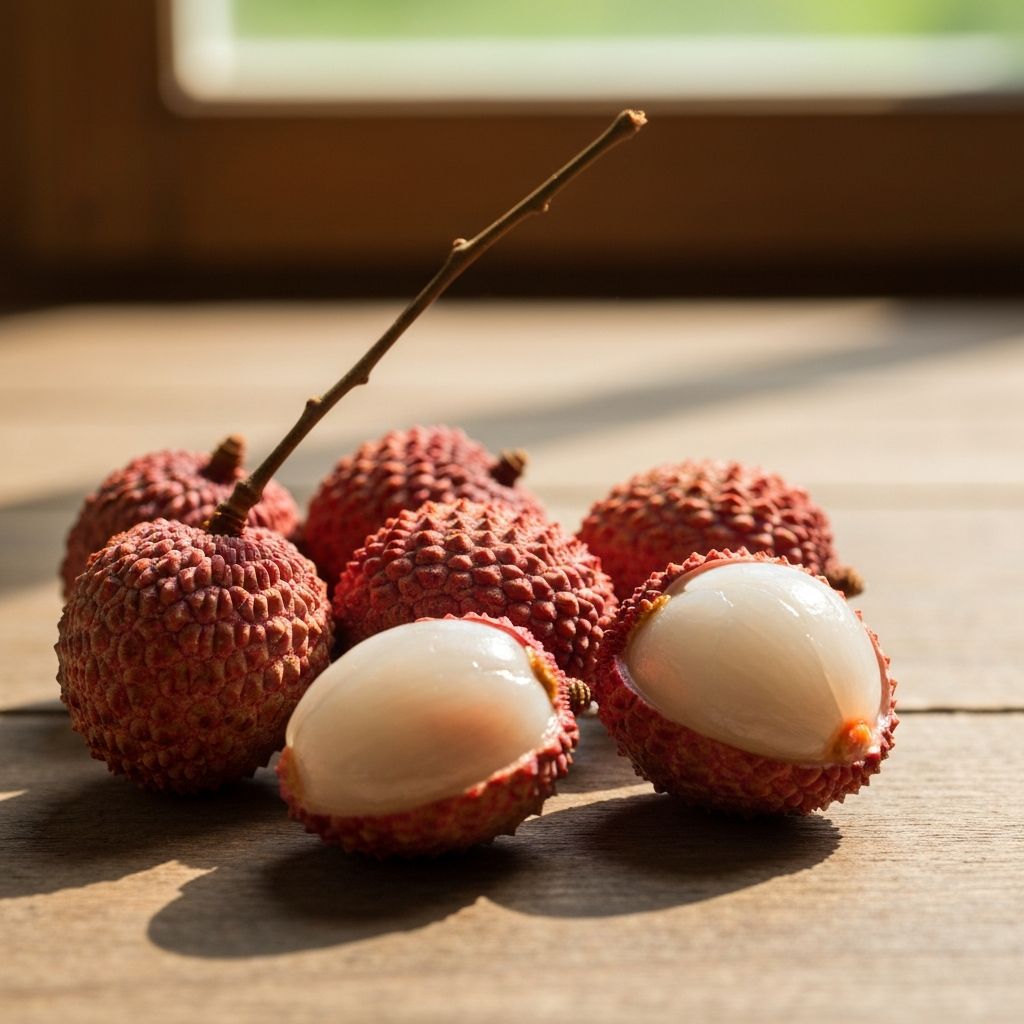Fresh red lychee fruits